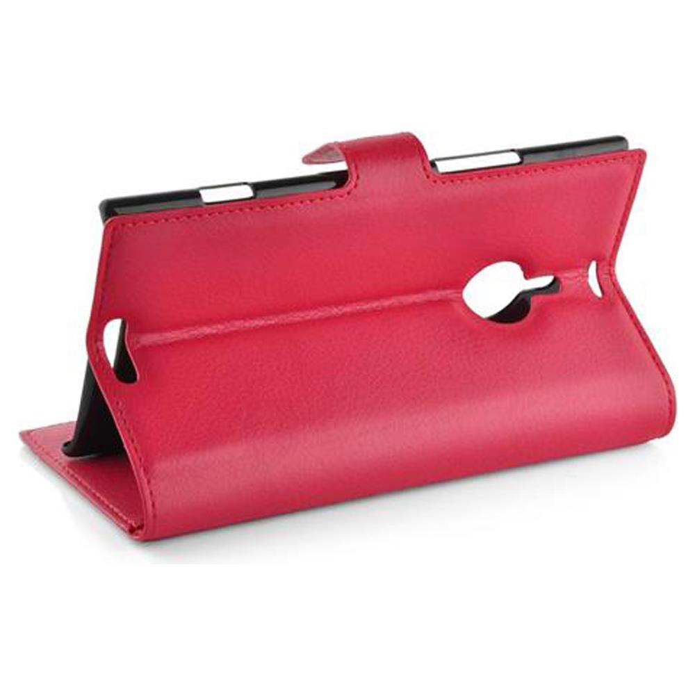Custodia Compatibile Con Nokia Lumia 1520 In Rosso Carminio - Coperchio Protettiva Con Chiusura Magnetica, Funzione Stand E Tasca Per Le Carte - Foto 2