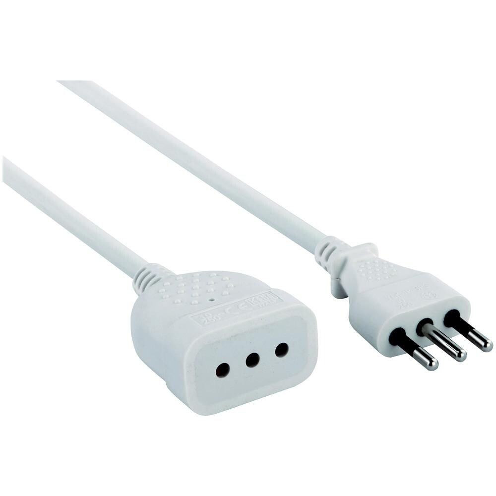 Prolunga 3 Mt: Spina E Presa 10a, Bianco - Cavo 3g0,75 Mm² - Foto 1