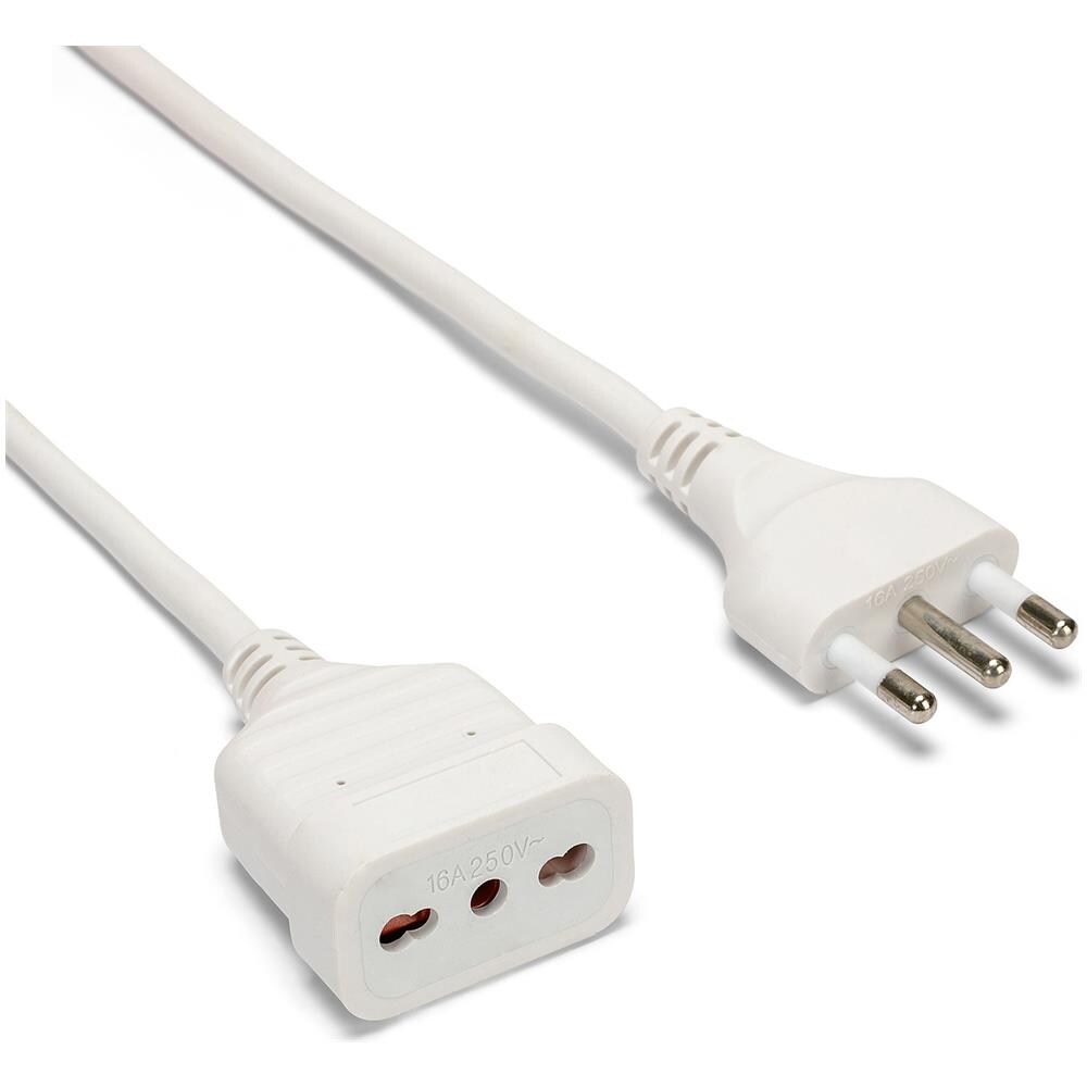 Prolunga 3 Mt: Spina E Presa 10a, Bianco - Cavo 3g0,75 Mm² - Foto 2