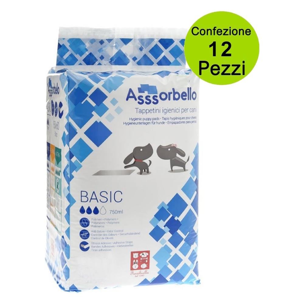 Multipack Da 12 Confezioni Basic Tappetini Igienici Per Cani Con Strisce Adesive 60x60 Cm - Foto 1