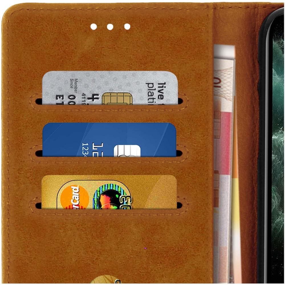Custodia Per Apple Iphone 11 Pro Max Copertina Portacarte Supporto Marrone - Foto 2
