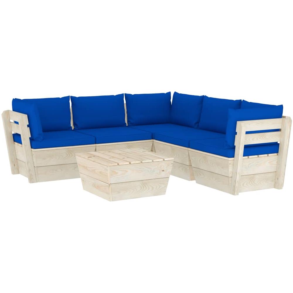 Set Divani da Giardino su Pallet 6 pz con Cuscini Legno Abete - Foto 1