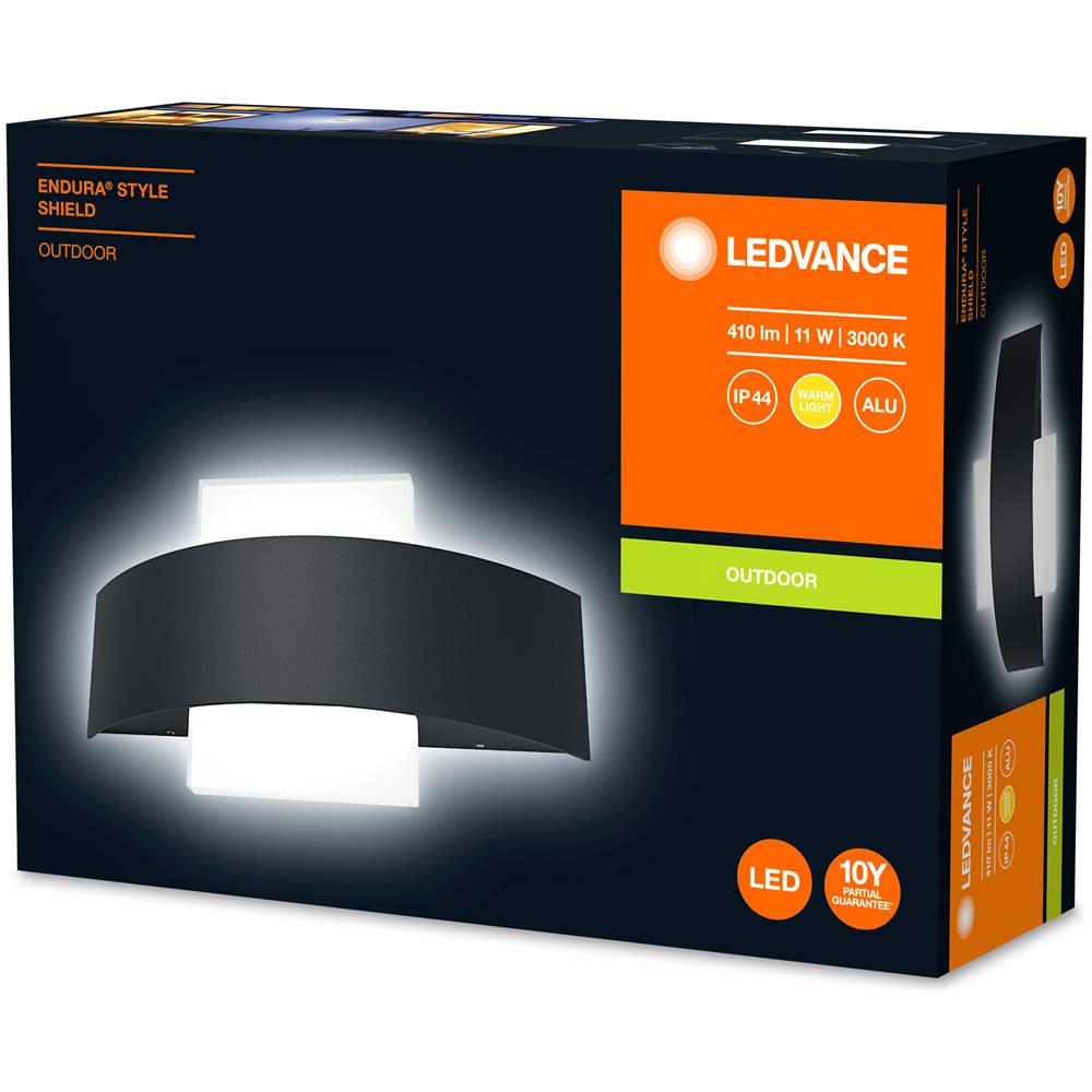 Ledvance Apparecchio Led A Parete E A Soffitto, Lampada Da Esterno, Endura® Style Shield / 10,50 W, 220…240 V, Bianco Caldo, 3000 K, Materiale: Alluminio, Ip44 - Foto 6