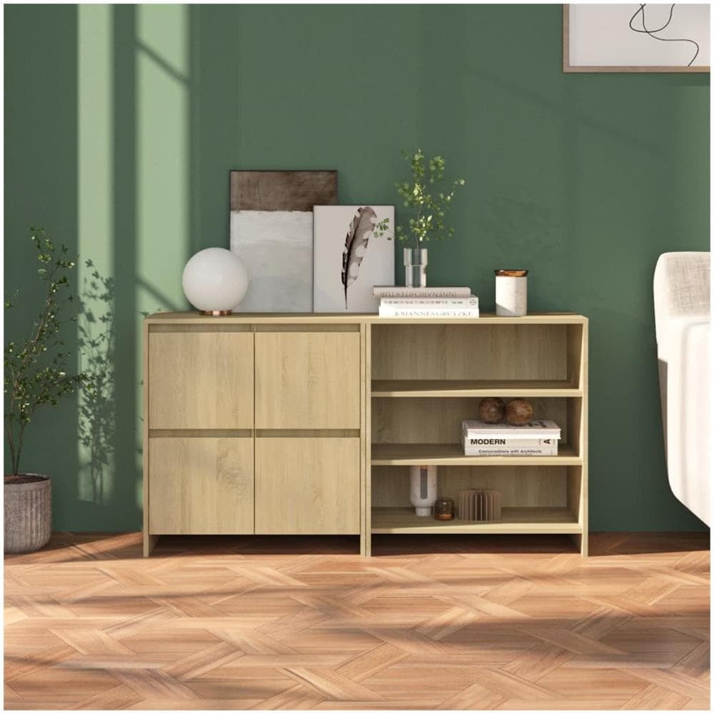VidaXL Credenze 3 Pezzi | Rovere Sonoma | Legno Multistrato | Design Classico Per Soggiorno - 6