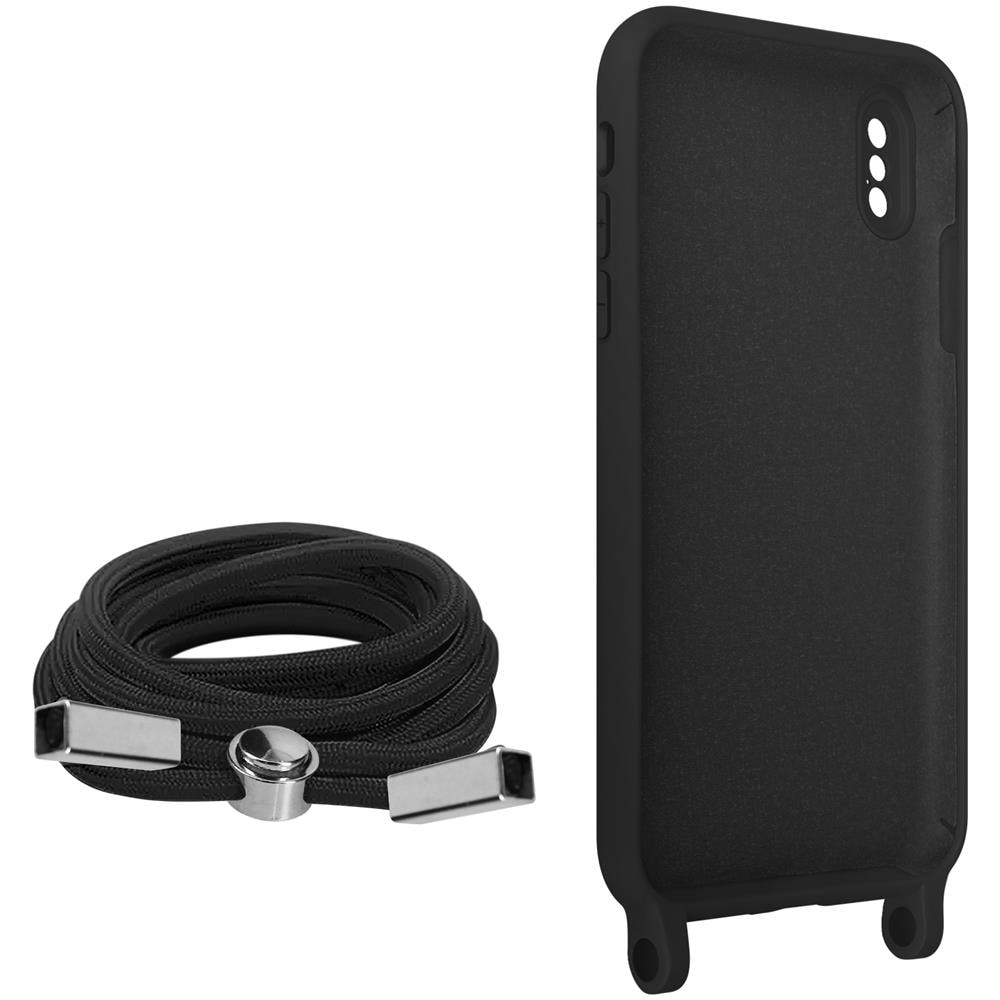Cover Semirigida Per Iphone X / Xs Cordino Nylon Intrecciato 80 Cm Nera - Foto 2
