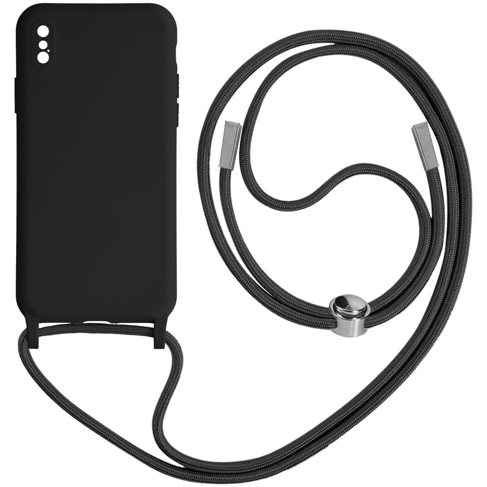 Cover Semirigida Per Iphone X / Xs Cordino Nylon Intrecciato 80 Cm Nera - Foto 1