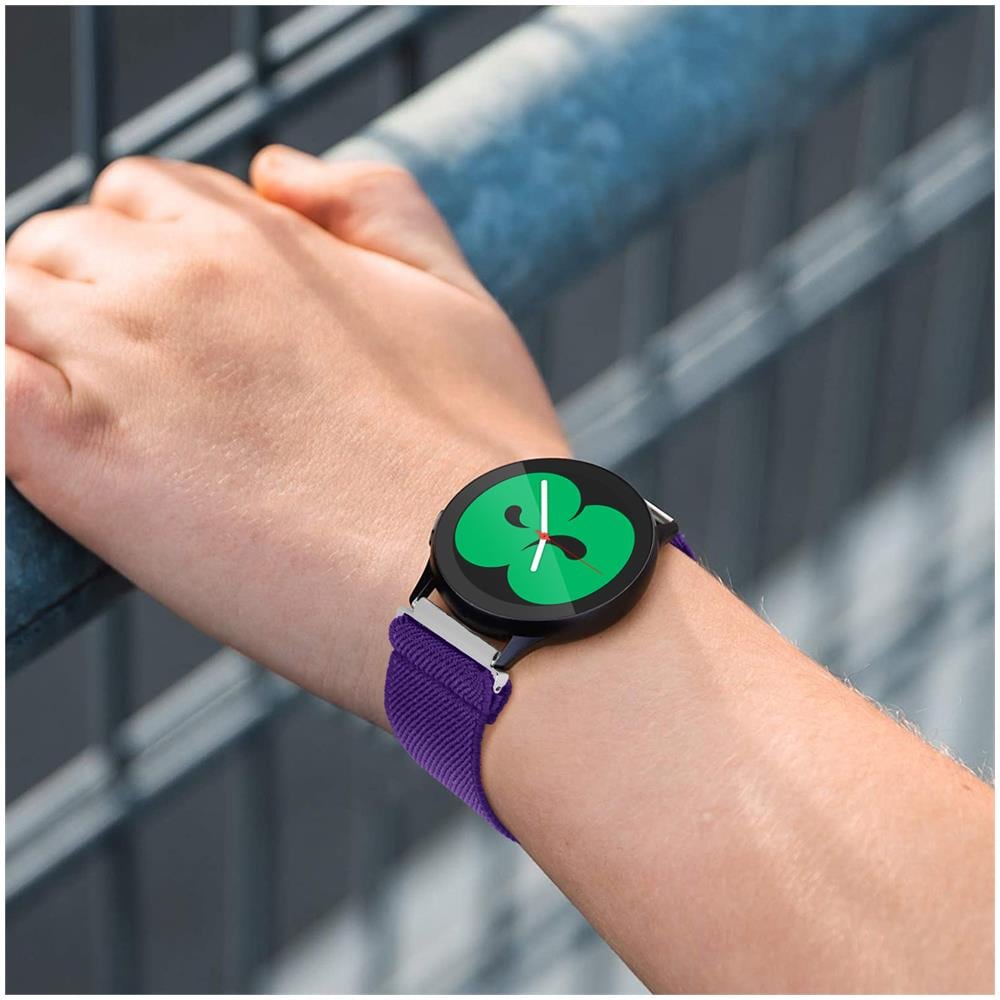 Cinturino Samsung Galaxy Watch 4 Nylon Intessuto Elastico Autoregolabile Viola - Foto 5