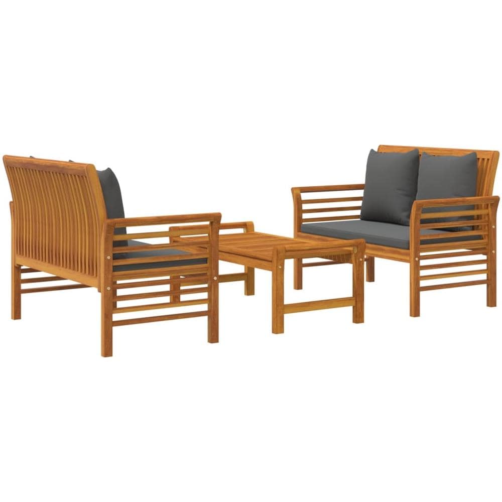 Set Divani Da Giardino 3pz Con Cuscini In Legno Massello Acacia - Foto 1