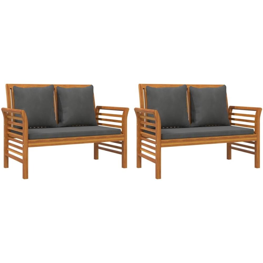 Set Divani Da Giardino 3pz Con Cuscini In Legno Massello Acacia - Foto 2