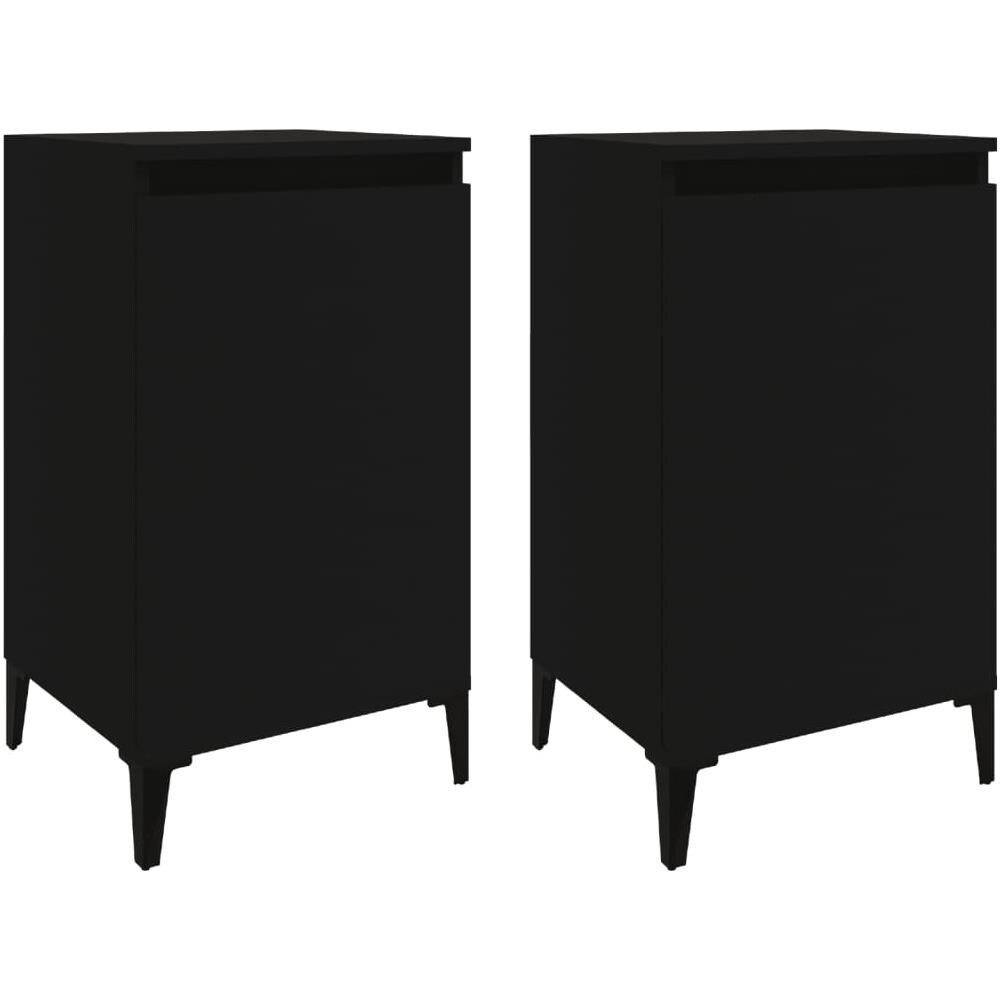 Comodini 2 Pz Neri 40x35x70 Cm In Legno Multistrato - Foto 2