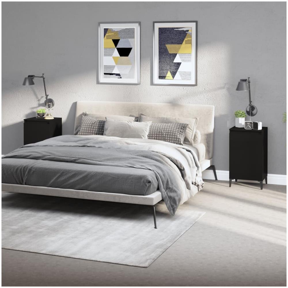 Comodini 2 Pz Neri 40x35x70 Cm In Legno Multistrato - Foto 1
