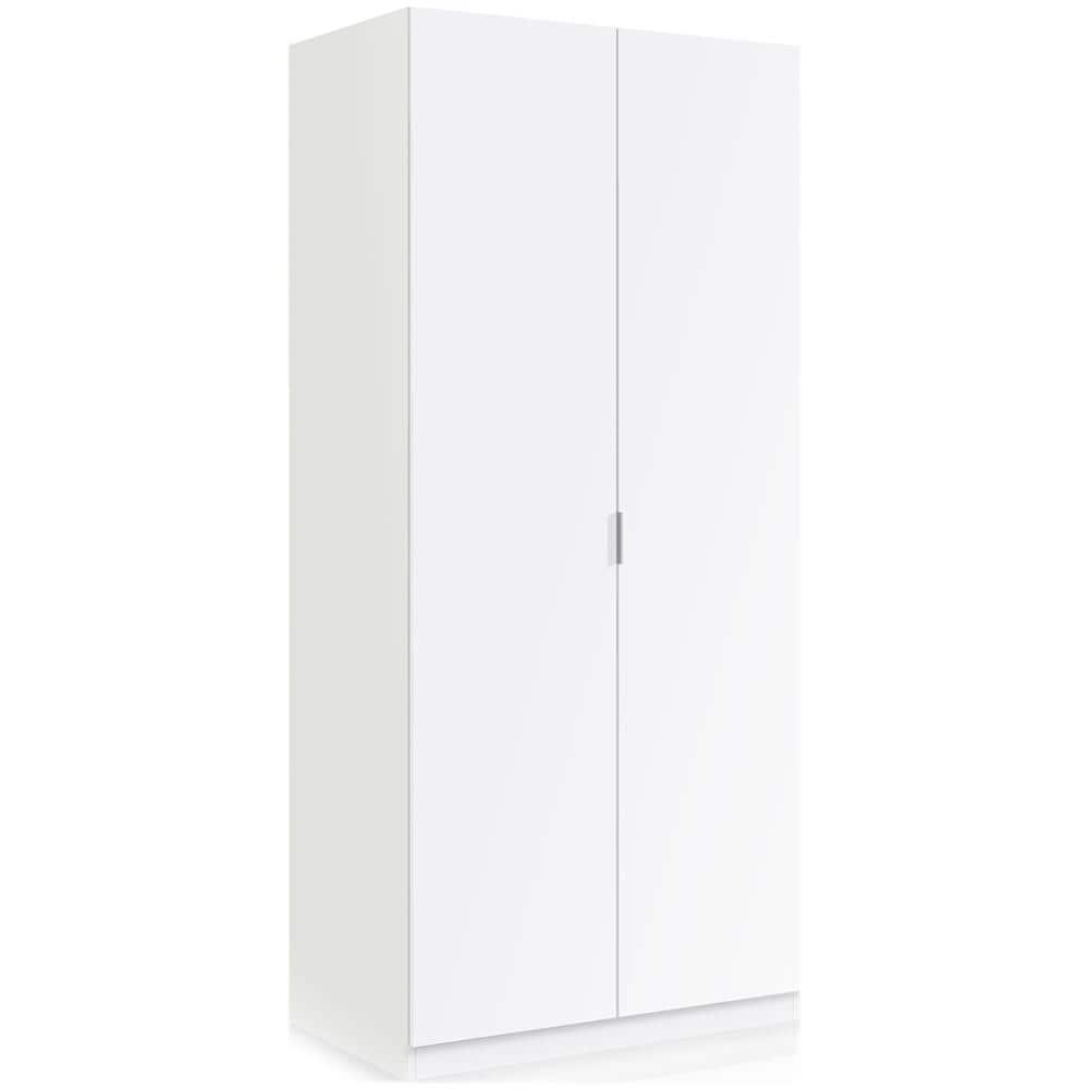 Guardaroba Orange, Armadio Per Camera Da Letto A 2 Ante Battenti, Mobile Per Camera Da Letto Con 1 Ripiano E Barra Appendiabiti, 82x52h180 Cm, Bianco - Foto 2