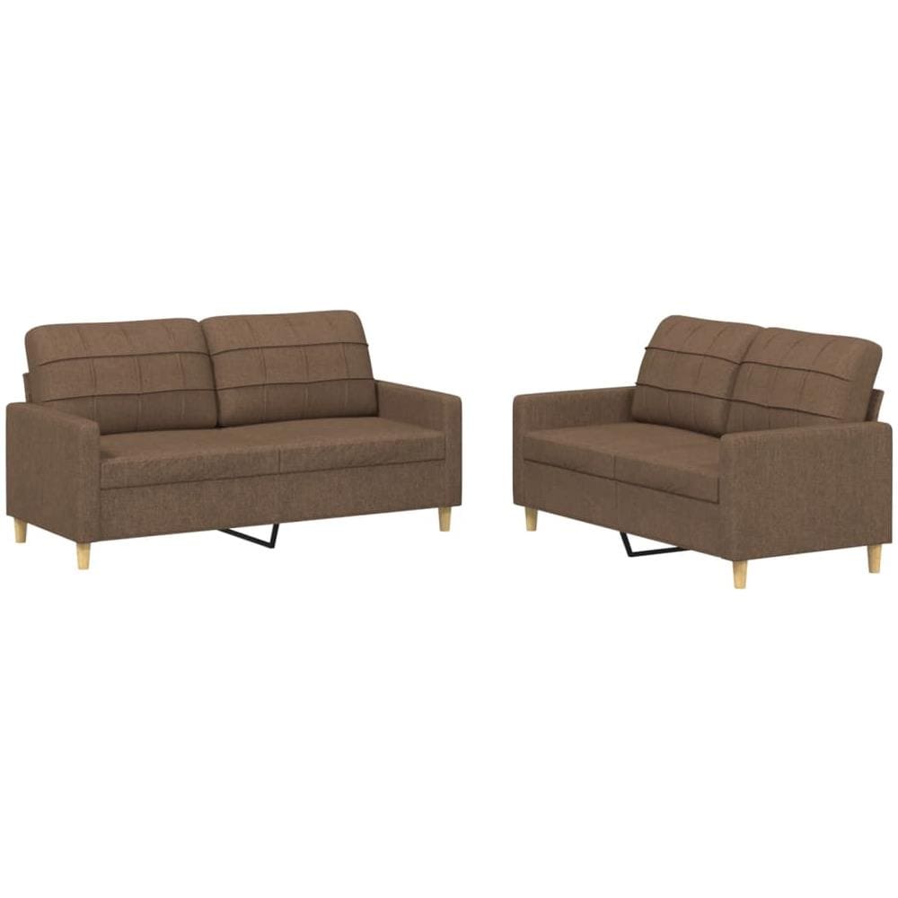 Set Di Divani 2 Pz Con Cuscini Marrone In Tessuto - Foto 2