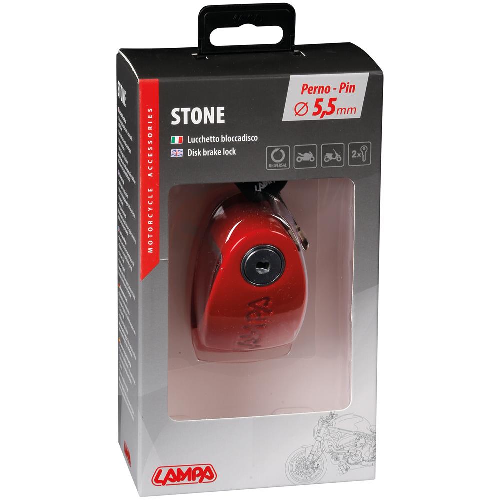 Stone, Lucchetto Bloccadisco - Perno ? 5,5 Mm - Rosso - Foto 3