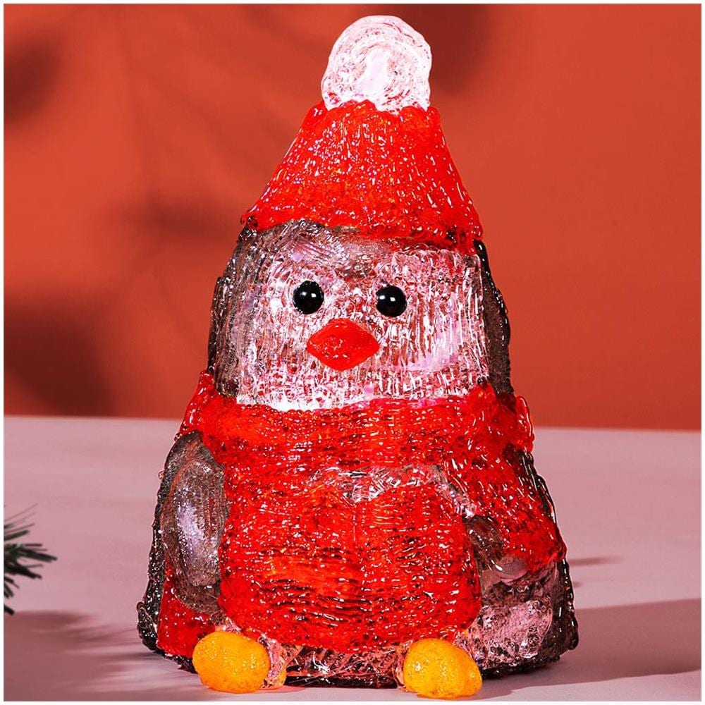 Pinguino Forma Acrilica Addobbo Natalizio Led Illuminazione Esterni e Interni - Foto 1