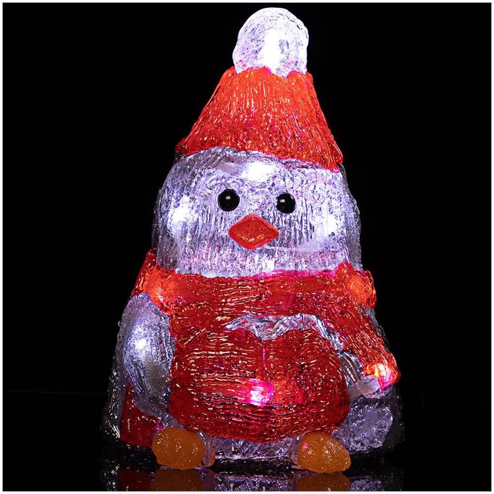 Pinguino Forma Acrilica Addobbo Natalizio Led Illuminazione Esterni e Interni - Foto 2