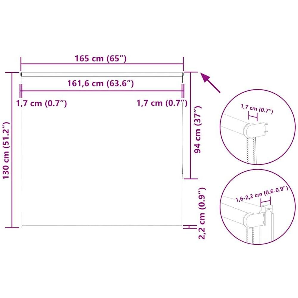 Tenda a Rullo Oscurante 165x130 cm Larghezza Tessuto 161,6 cm - Foto 10