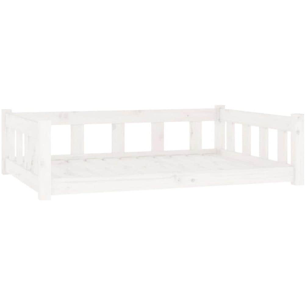 Cuccia per Cani Bianca 105,5x75,5x28 cm Legno Massello di Pino - Foto 1