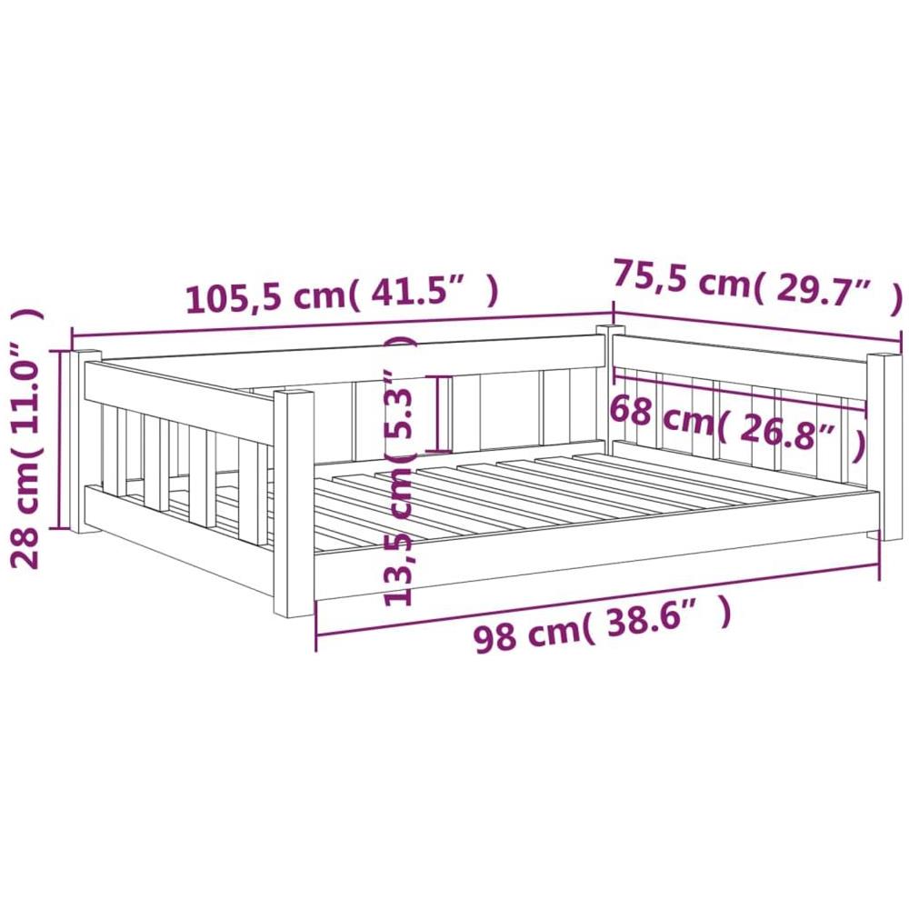 Cuccia per Cani Bianca 105,5x75,5x28 cm Legno Massello di Pino - Foto 7
