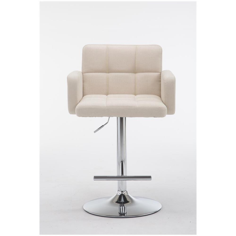 Sgabello Bar Design Los Angeles In Stoffa I Sedia Sgabello Trapuntata Imbottita I Sgabello Girevole Con Braccioli Alt. Regolabile 64-84 CM Crema - Foto 2