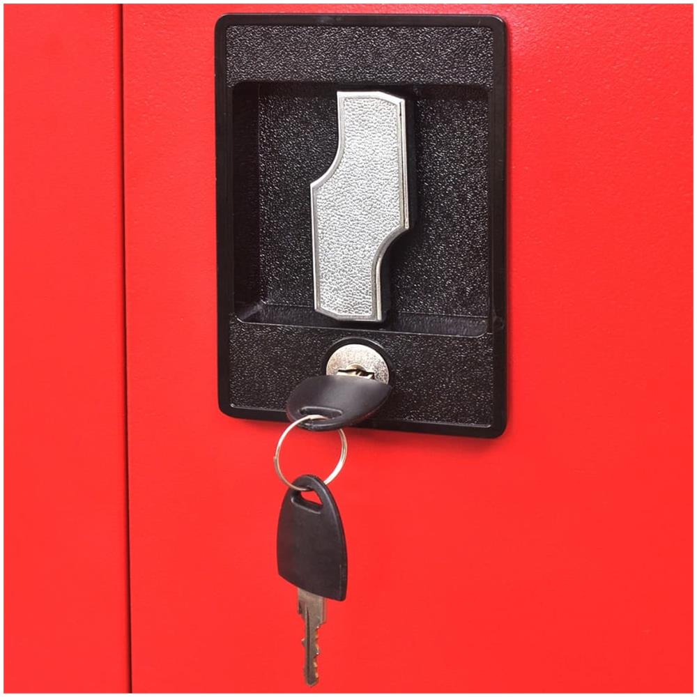 Armadio Portautensili Con Cassetti 90x40x180 Cm Rosso E Nero - Foto 2