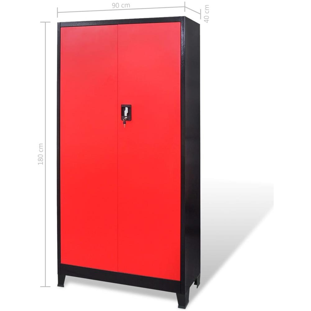 Armadio Portautensili Con Cassetti 90x40x180 Cm Rosso E Nero - Foto 8
