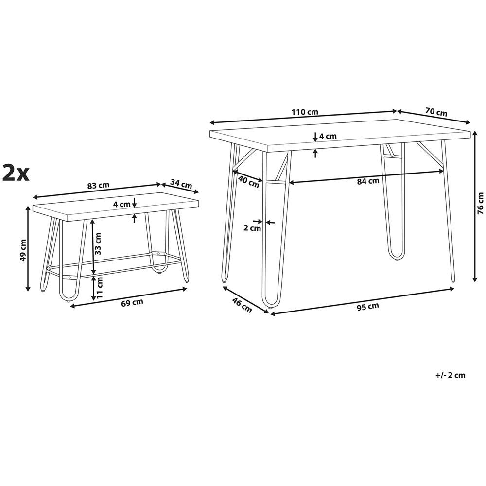 Set Da Pranzo A 4 Posti Grigio E Nero Kempton - Foto 2