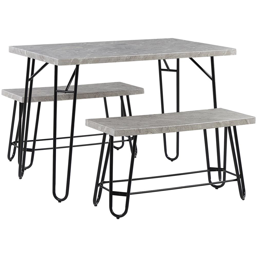 Set Da Pranzo A 4 Posti Grigio E Nero Kempton - Foto 1