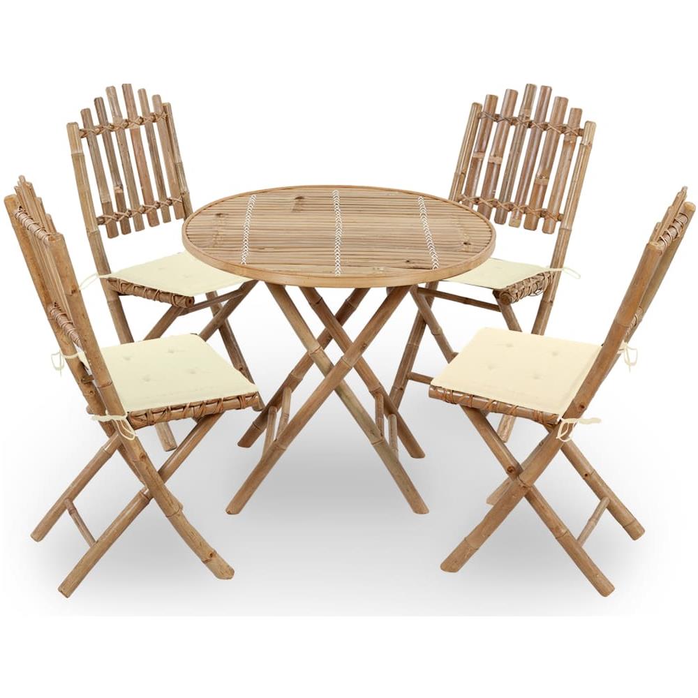 Set Da Pranzo Da Giardino 5 Pz Pieghevole Con Cuscini In Bamb? - Foto 1