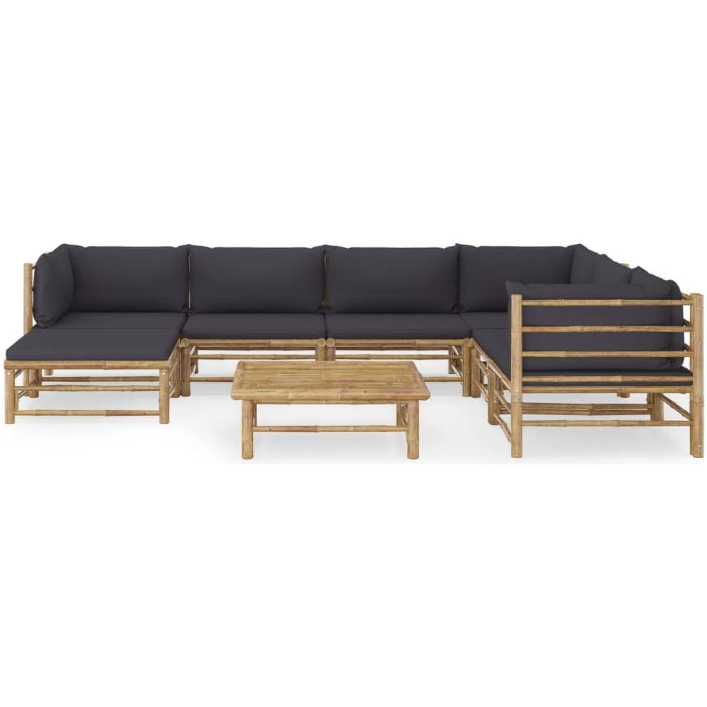 Set Divani Da Giardino 8 Pz Con Cuscini Grigio Scuro In Bamb? - Foto 2