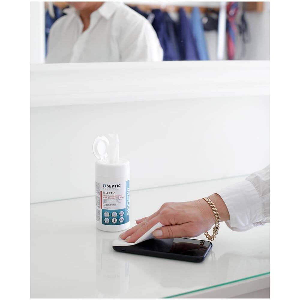 Disinfezione Delle Superfici Salviettine Umidificate Cloruro Medio 13,5x15cm 100 Pz. - Foto 4
