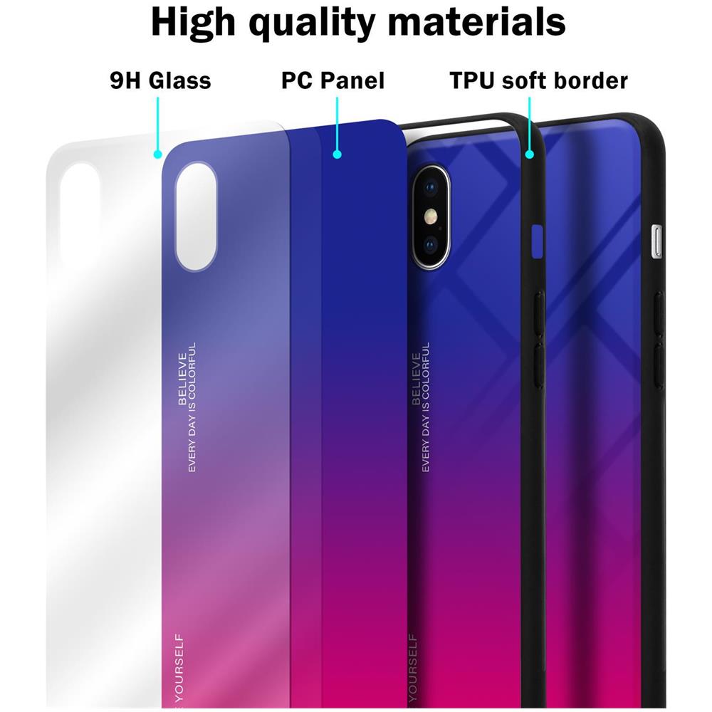 Cadorabo Custodia Compatibile Con Apple Iphone X / Xs In Viola - Rosso - Coperchio Protettivo Bicolore In Vetro Temperato E Silicone Tpu - Foto 7