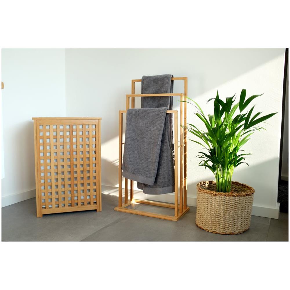 Cesto Portabiancheria In Bambù Con Coperchio - Cartuccia Rimovibile 92 Litri, Bamboo - Foto 2