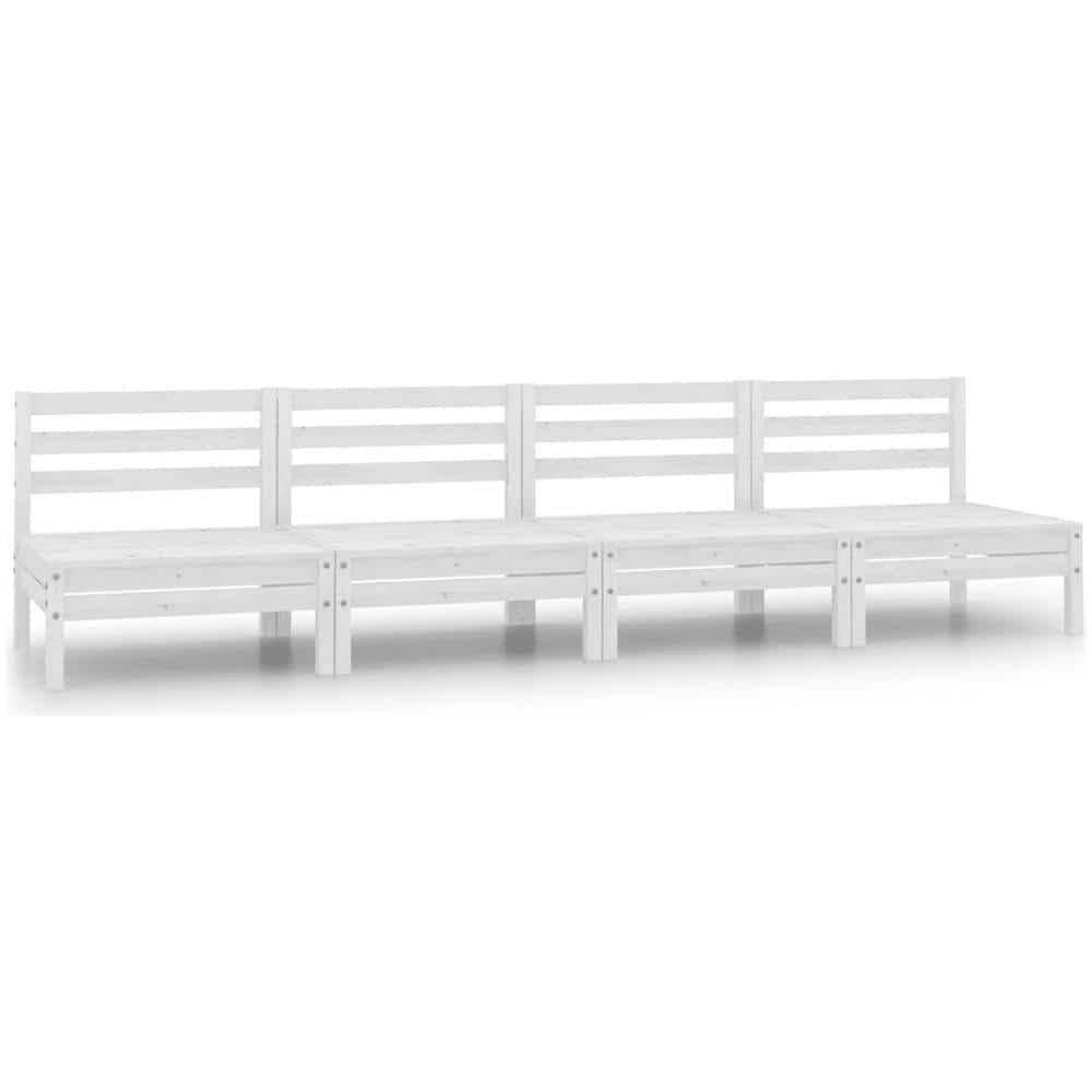 Set Divani Da Giardino 4 Pz Bianco In Legno Massello Di Pino - Foto 2