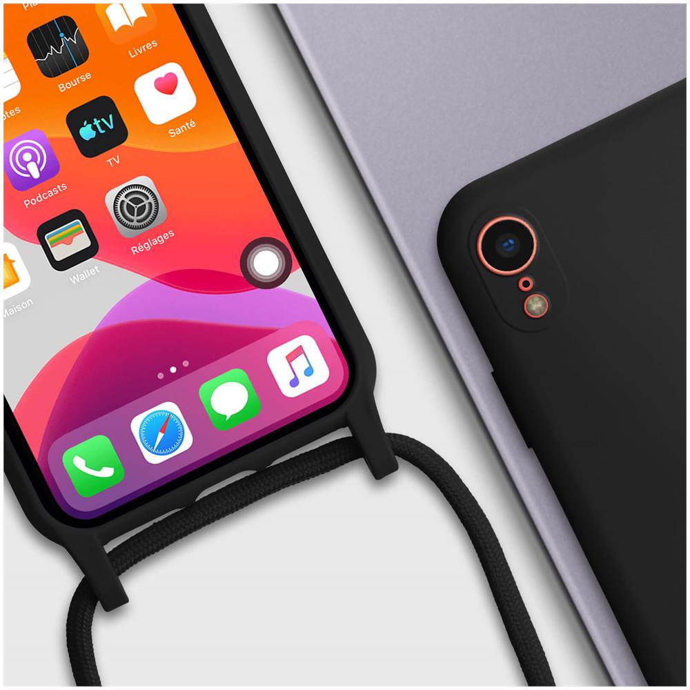 Cover Semirigida Per Iphone Xr Cordino Nylon Intrecciato 80 Cm Nera - Foto 5