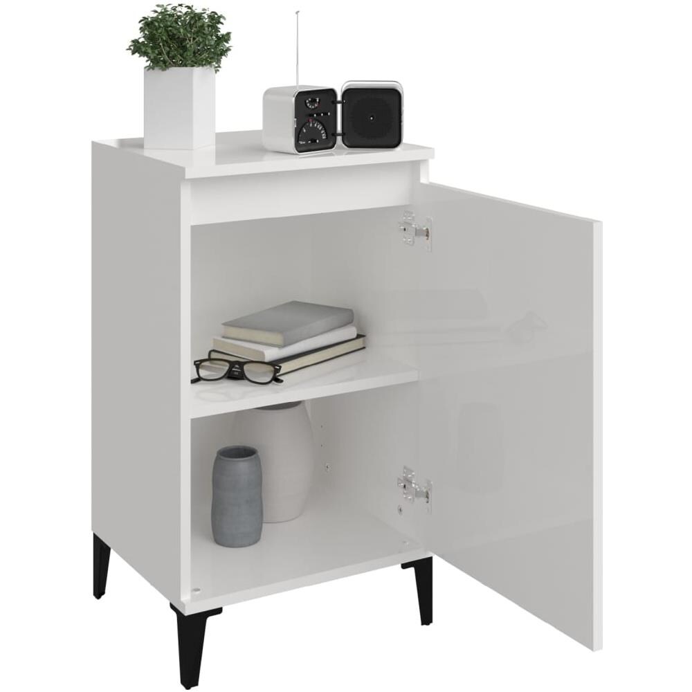 Comodino Bianco Lucido 40x35x70 Cm In Legno Multistrato - Foto 2