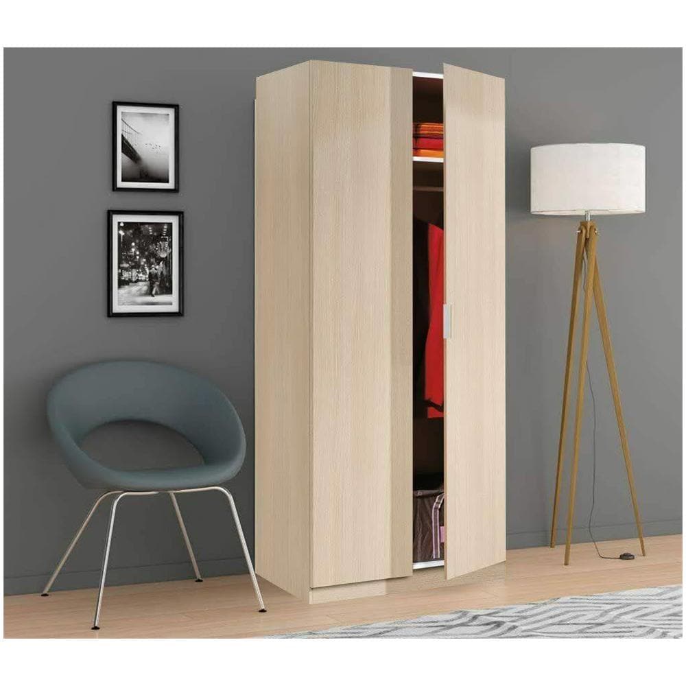 Guardaroba Orange, Armadio Per Camera Da Letto A 2 Ante Battenti, Mobile Per Camera Da Letto Con 1 Ripiano E Barra Appendiabiti, 82x52h180 Cm, Rovere - Foto 1