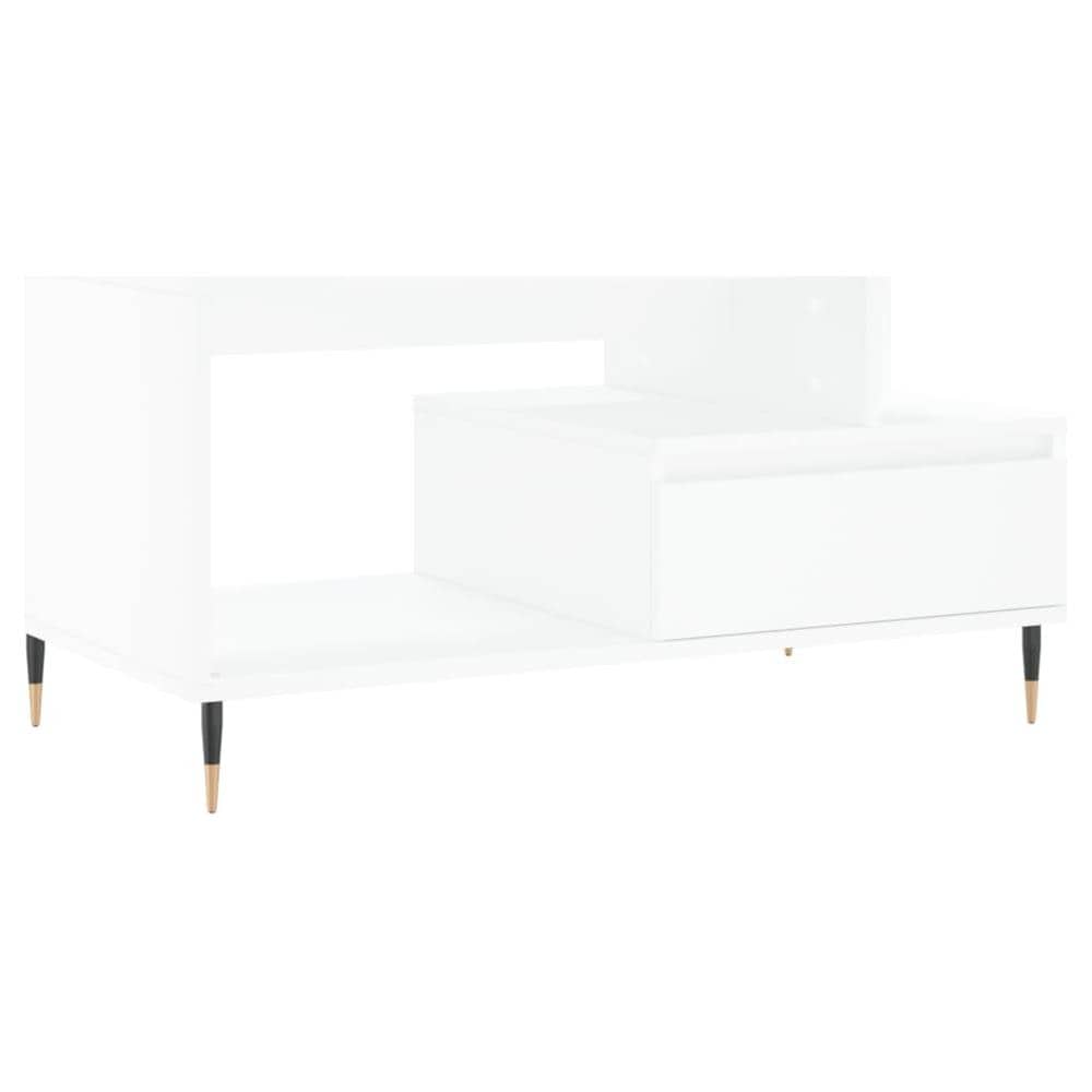 Tavolino Da Salotto Bianco 90x49x45 Cm In Legno Multistrato - Foto 2