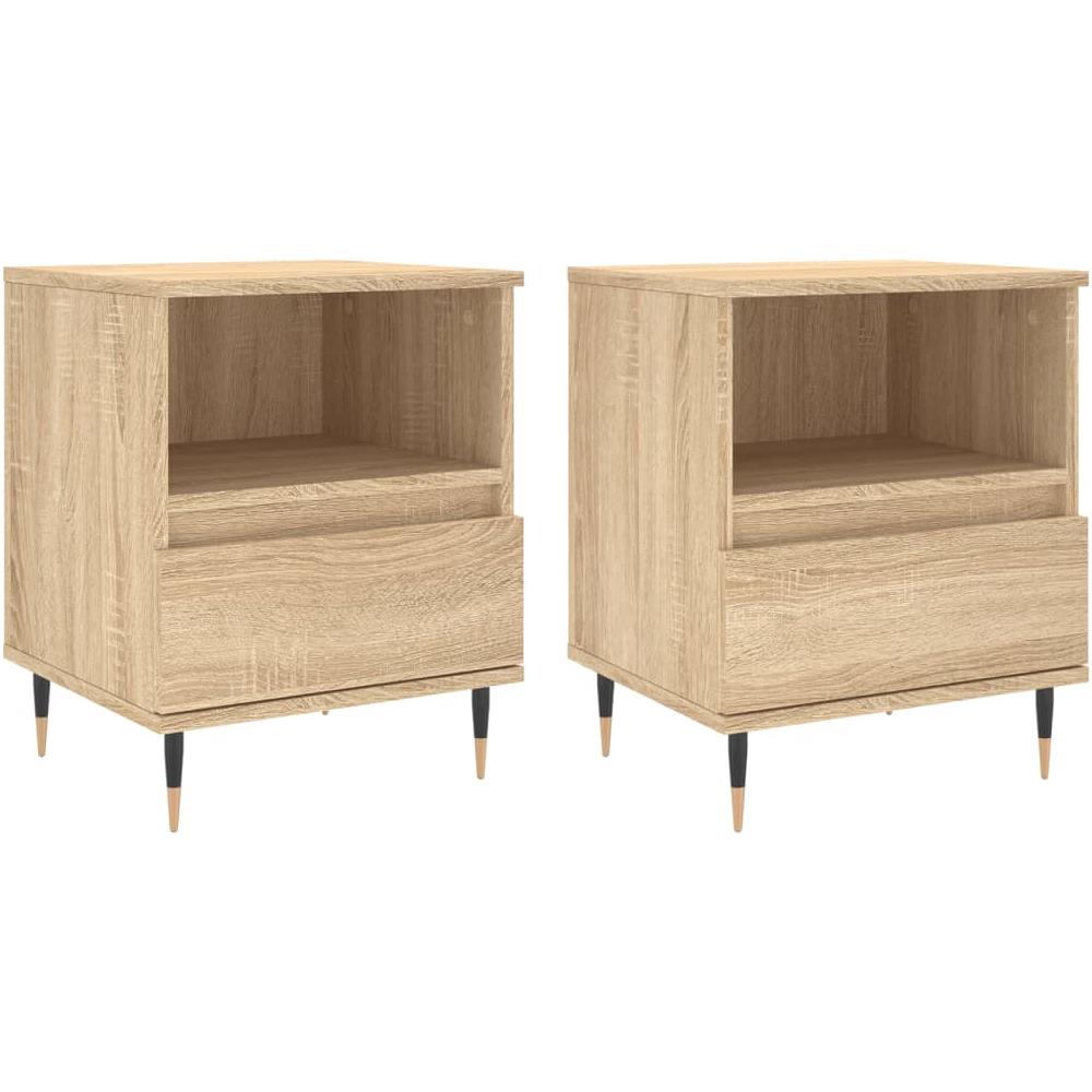 Comodini 2pz Rovere Sonoma 40x35x50 Cm In Legno Multistrato - Foto 2