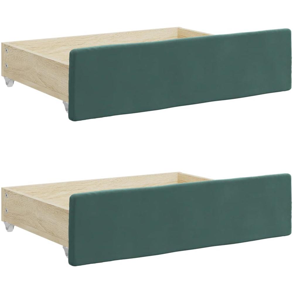 Divano Letto Estraibile Cassetti Verde Scuro 100x200cm Velluto - Foto 8