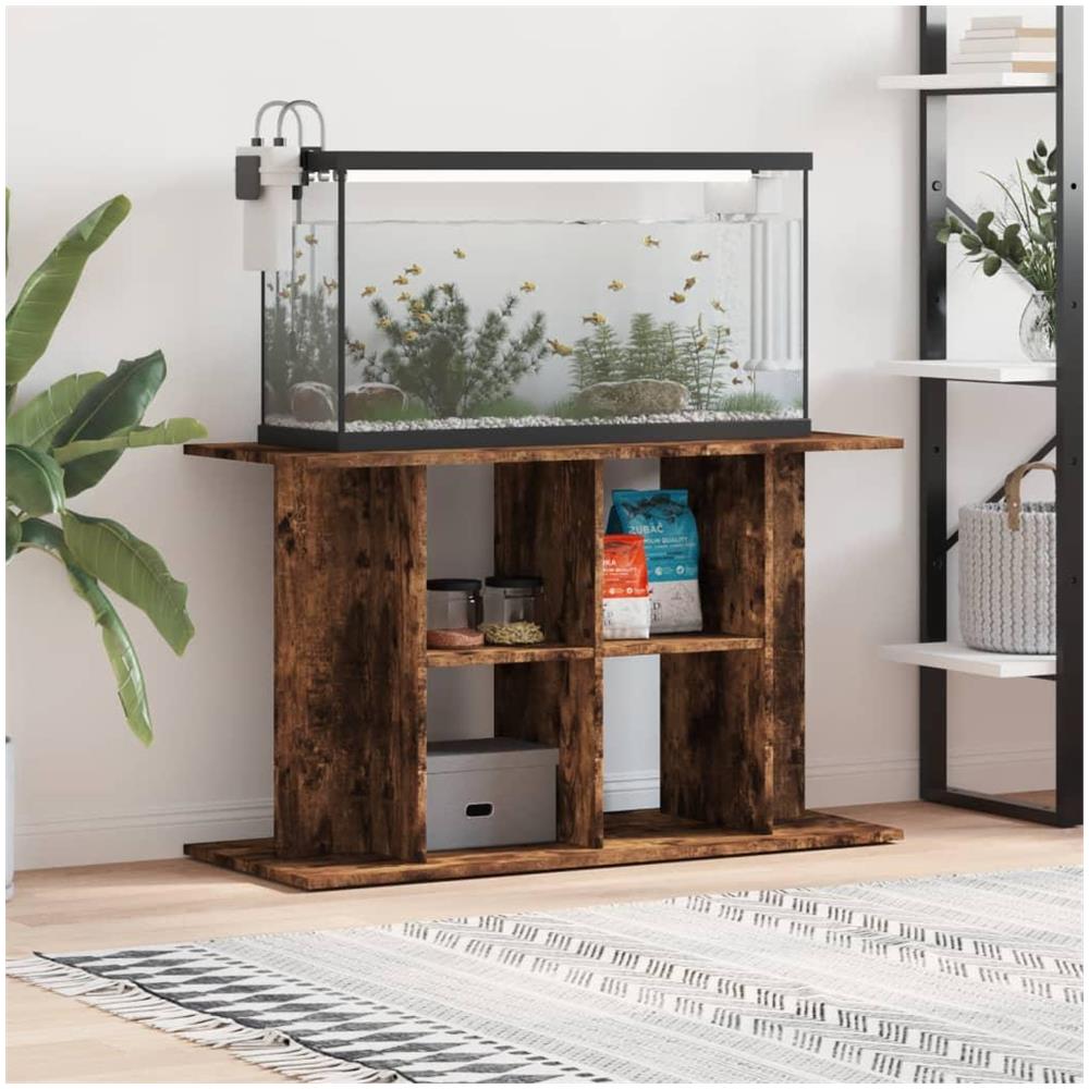 Supporto Acquario 100x40x60 cm in Legno Multistrato Rovere Fumo - Foto 2