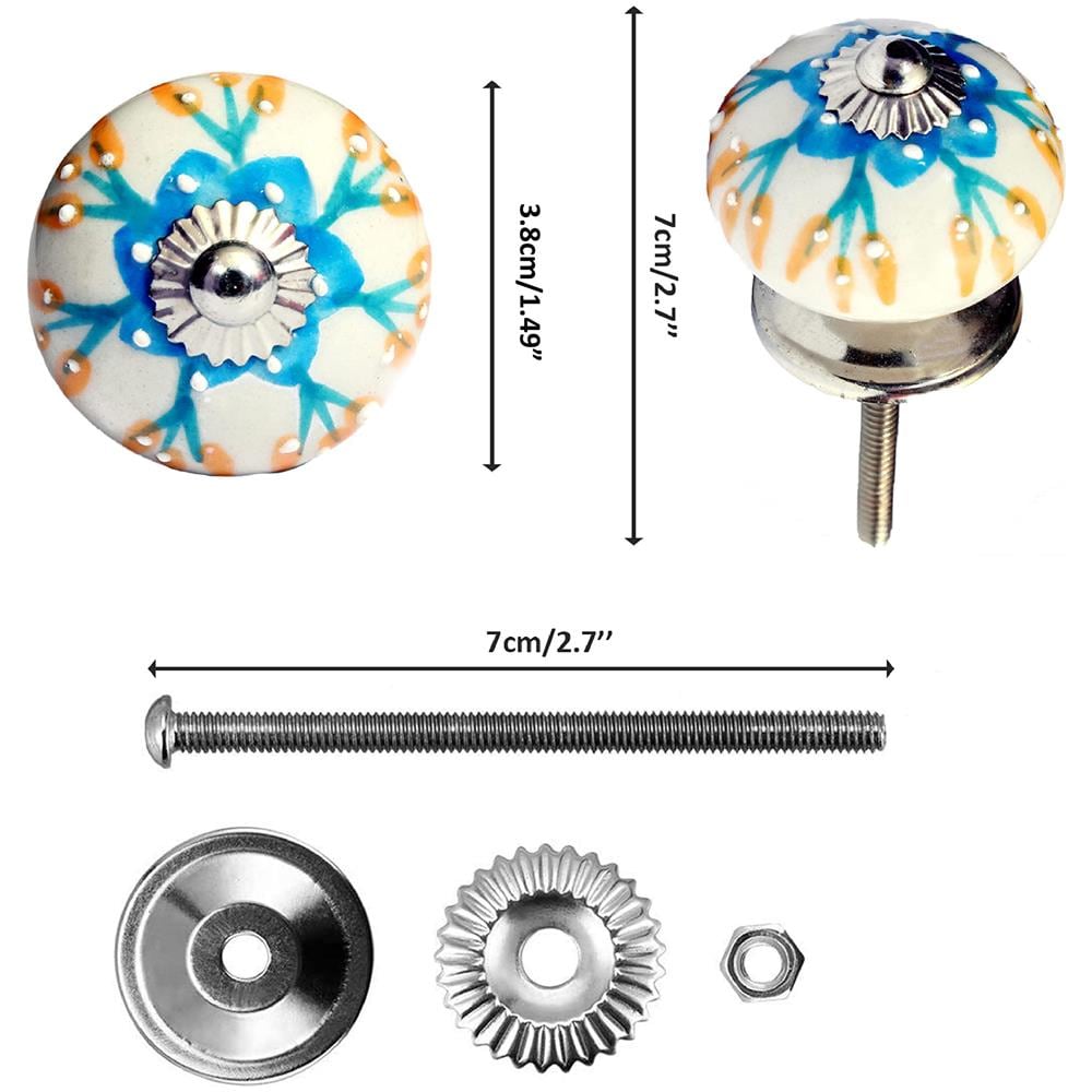Set Di 12 Pomelli In Ceramica Colori Classici Floreali Maniglie Artigianali Per Armadi, Cassetti, Cassettiere E Appendiabiti Diametro 40 Mm - Foto 6