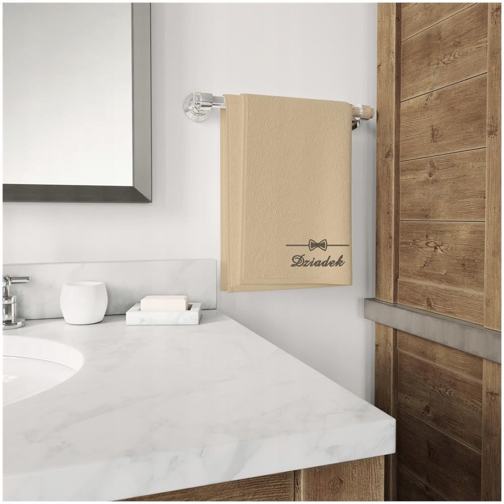 Set di asciugamani 2x70x140 cm - Ecru-Beige - Morbidi - Ricamati per la nonna e il nonno - Foto 2