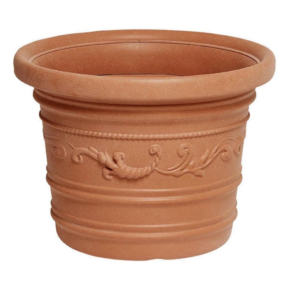 Vaso Tondo In Plastica Festonato 80xh60cm Terracotta Per Piante E Fiori Prestige - Foto 1