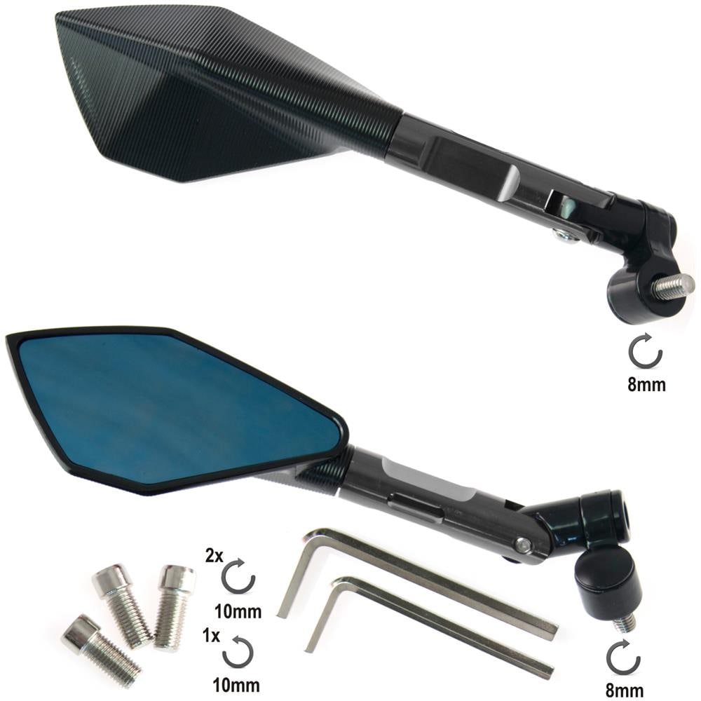 Coppia Specchietti Retrovisori Specchi Corpo In Metallo Moto Scooter Custom - Foto 1