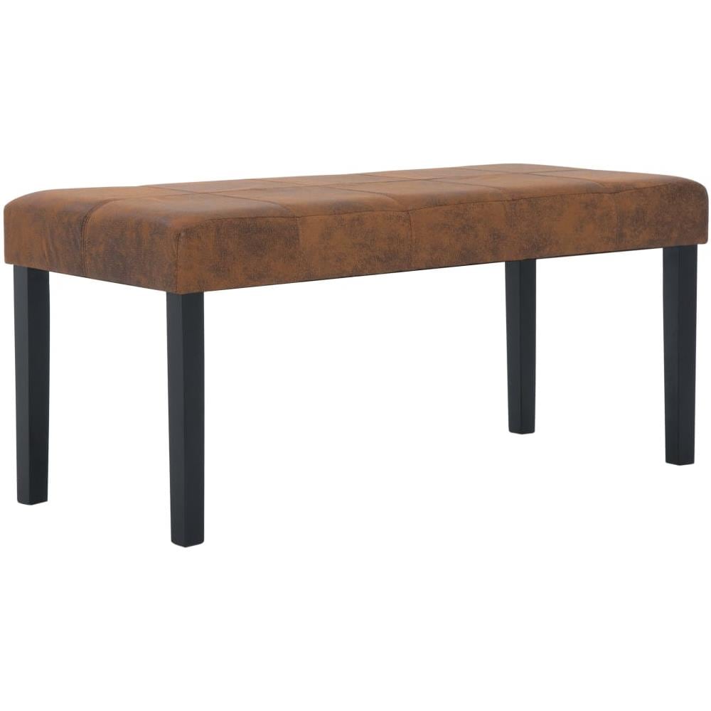 Panca 106 Cm Marrone In Pelle Scamosciata Artificiale - Foto 2