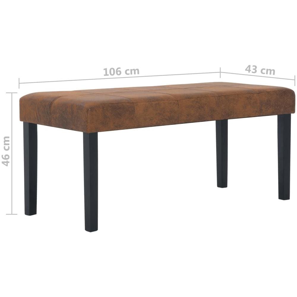 Panca 106 Cm Marrone In Pelle Scamosciata Artificiale - Foto 7