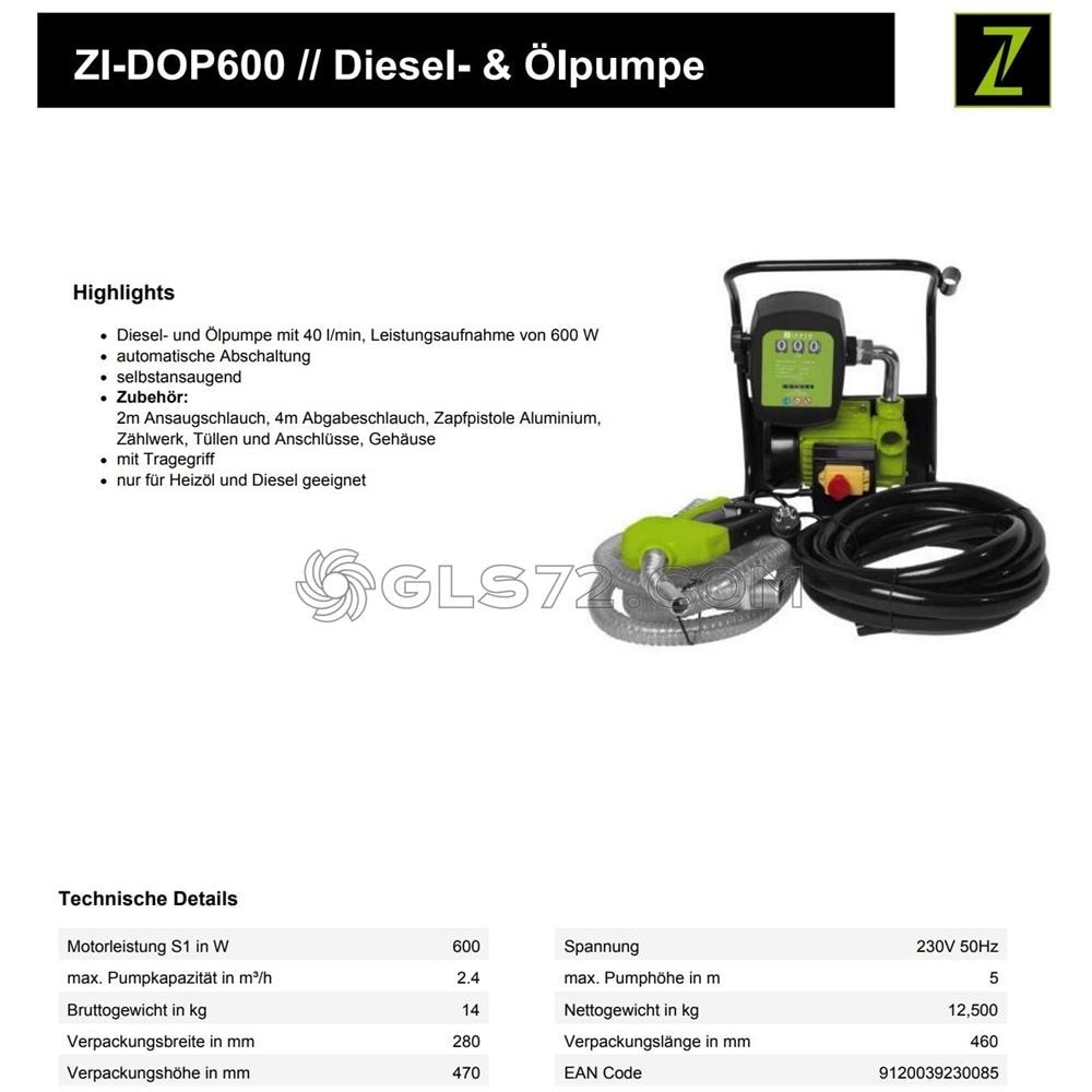 Elettropompa Pompa Diesel Travaso Gasolio Contalitri Pistola Zi-dop600 - Foto 4