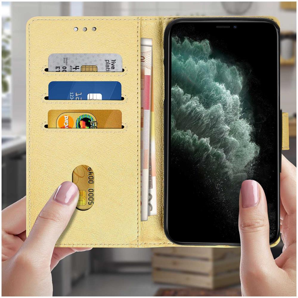 Custodia Apple Iphone 11 Pro Max Portadocumenti Funzione Supporto Oro - Foto 2
