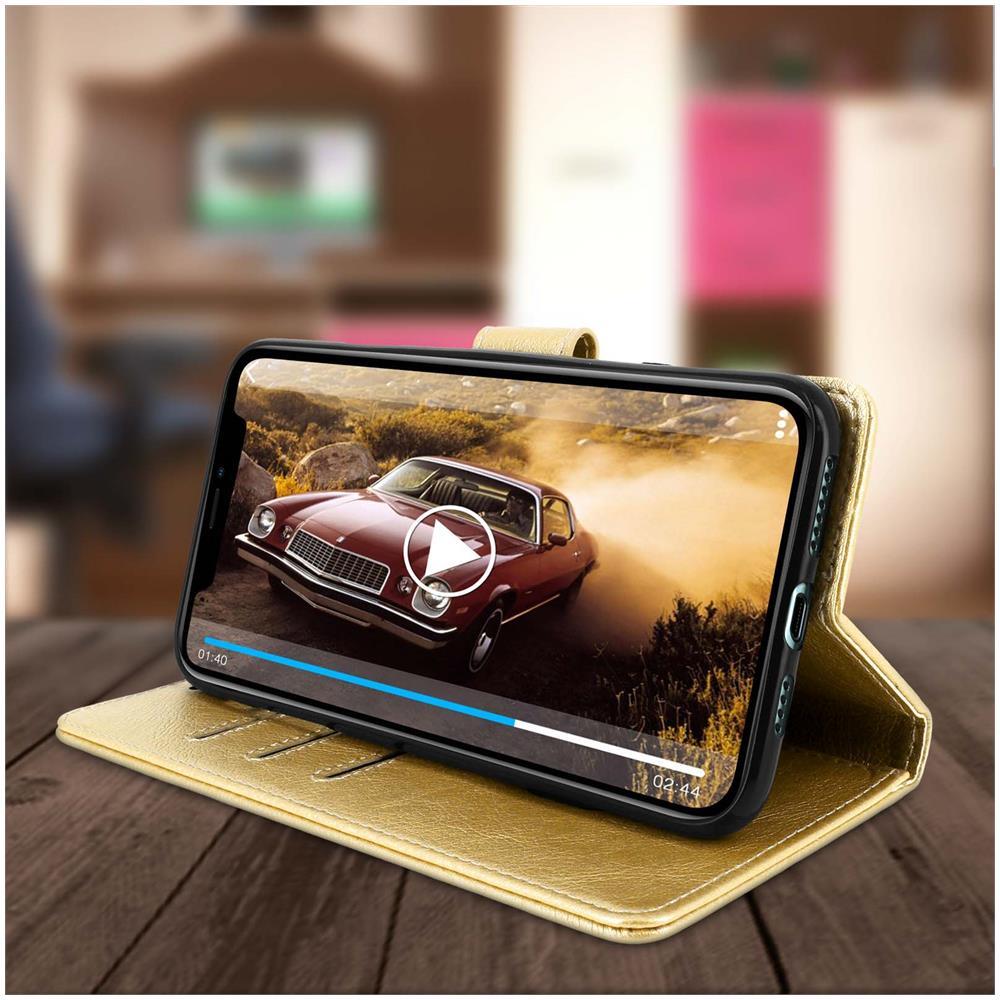 Custodia Apple Iphone 11 Pro Max Portadocumenti Funzione Supporto Oro - Foto 5